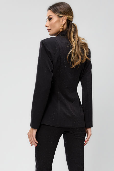 Compleu negru, elegant, din stofa, cristale si pantaloni conici cu talia inalta BBY 20608 [2]
