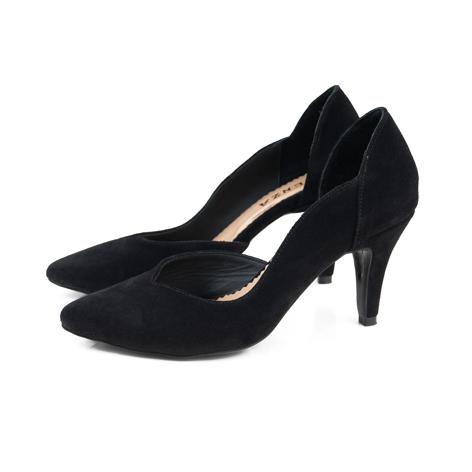 PANTOFI STILETTO, DIN PIELE INTOARSA NEAGRA, CU DECUPAJ INTERIOR [2]