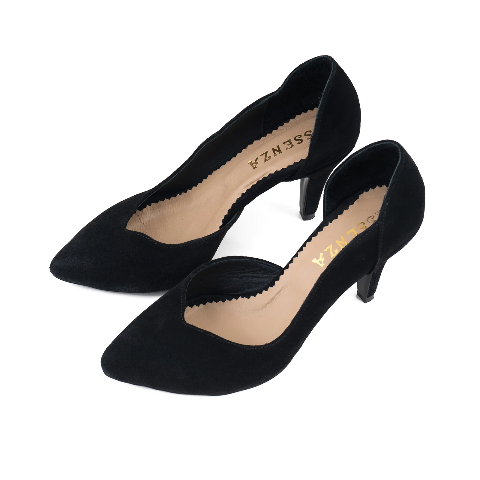 PANTOFI STILETTO, DIN PIELE INTOARSA NEAGRA, CU DECUPAJ INTERIOR [3]