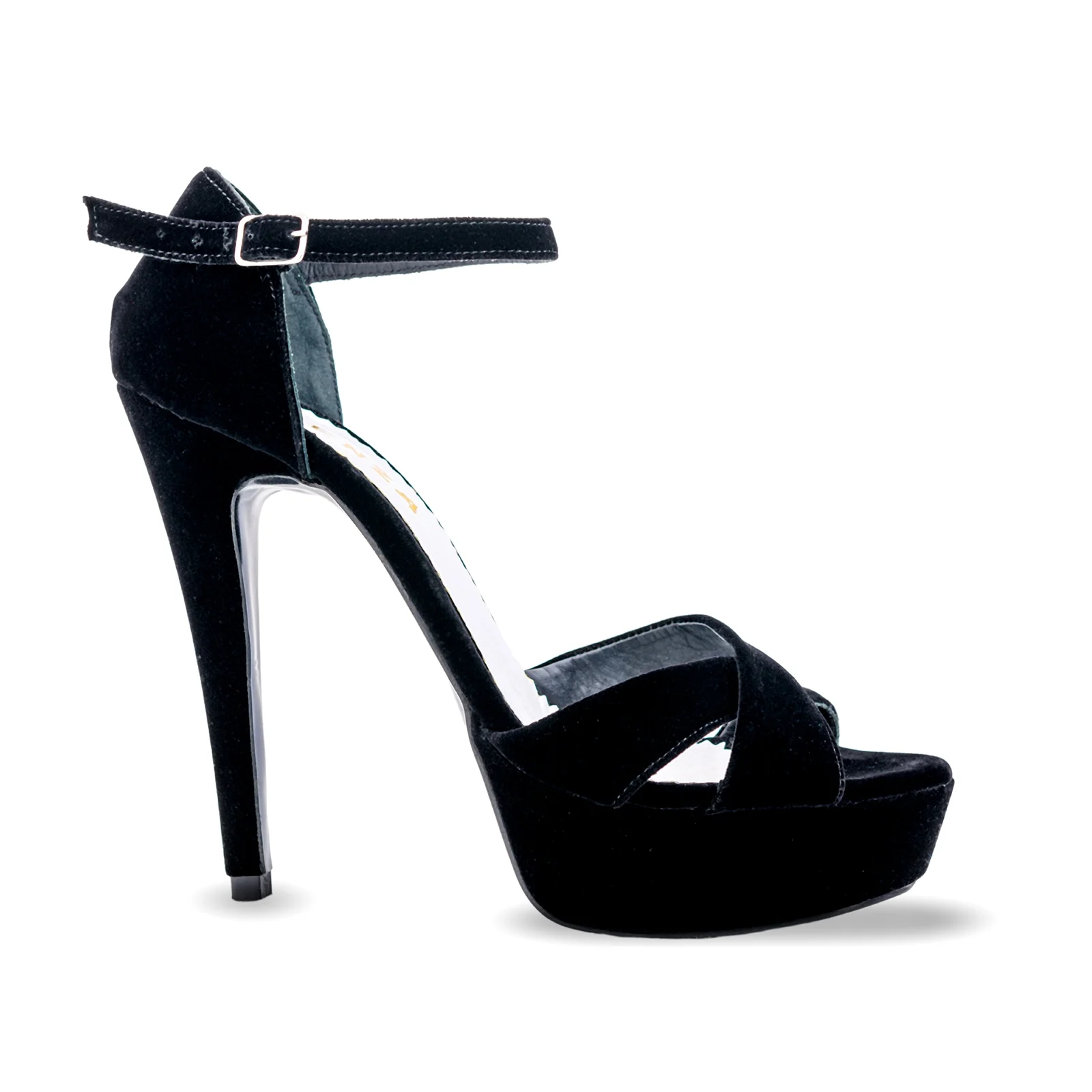 SANDALE CU PLATFORMA, DIN CATIFEA NEAGRA [3]