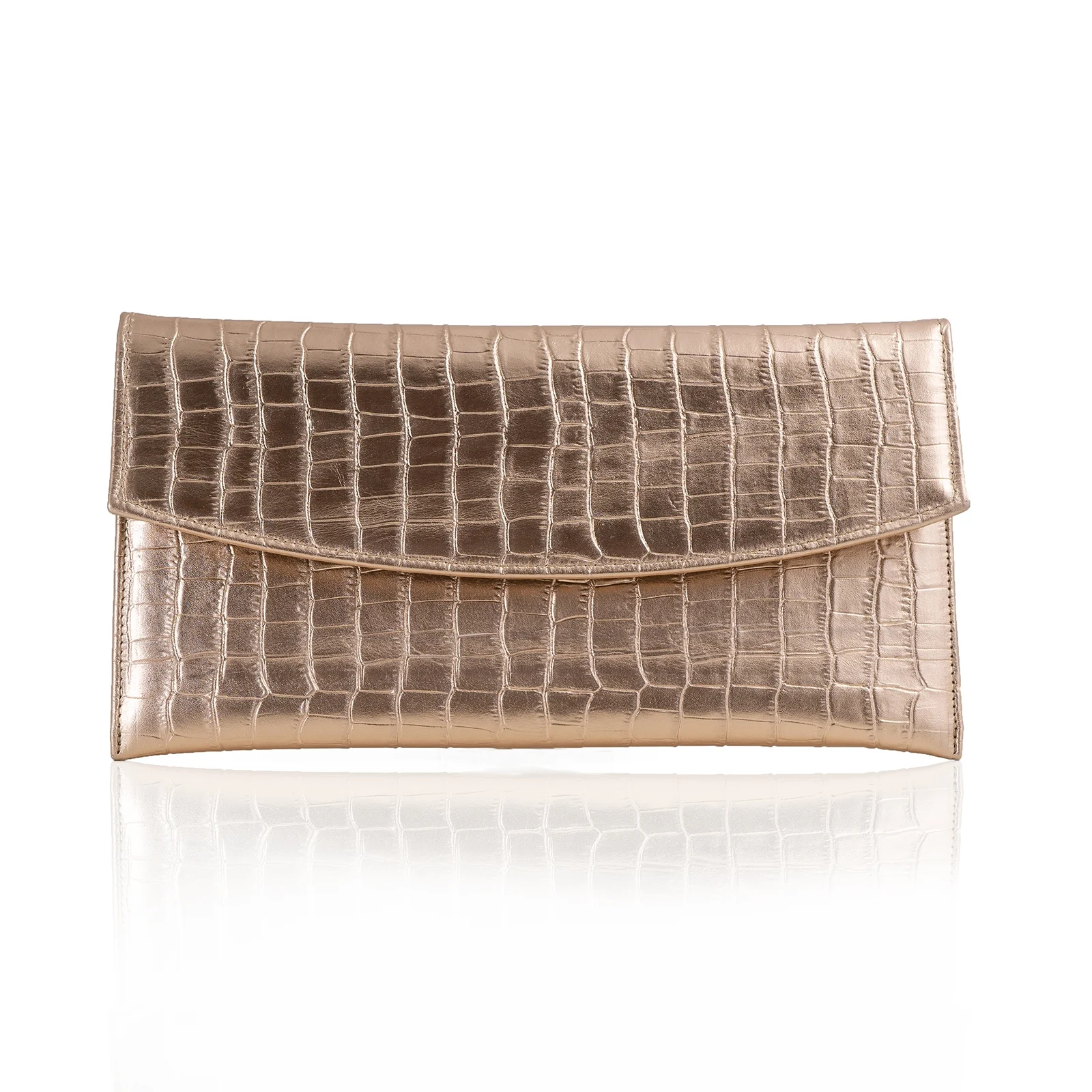 POSETA PLIC ANNA, DIN PIELE LAMINATA AURIU-ROZE, CU TEXTURA CROCO [1]