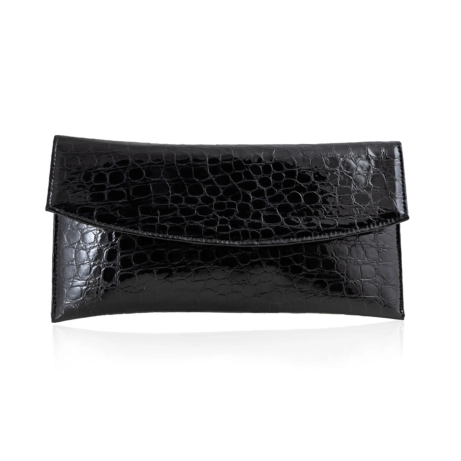 POSETA PLIC ANNA, DIN PIELE LACUITA NEAGRA, CU TEXTURA CROCO [1]