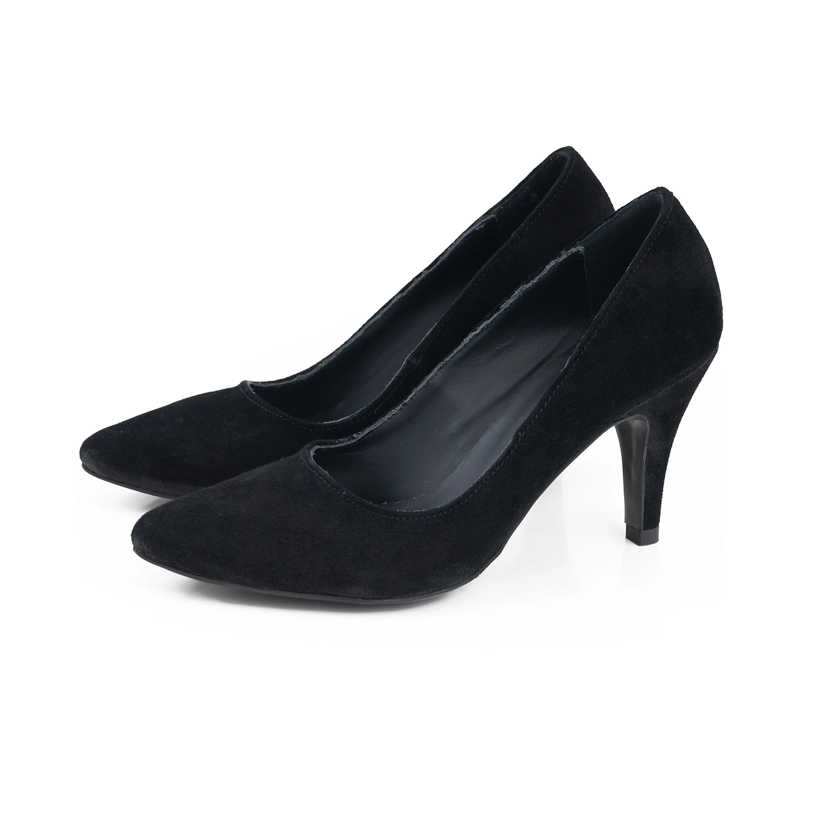 PANTOFI STILETTO, DIN PIELE INTOARSA NEAGRA [1]