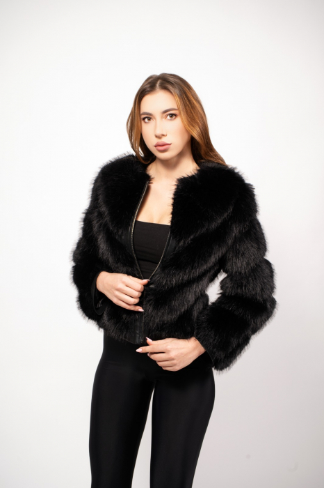 Haină scurtă si elegantă, din blana de culoare neagra [1]