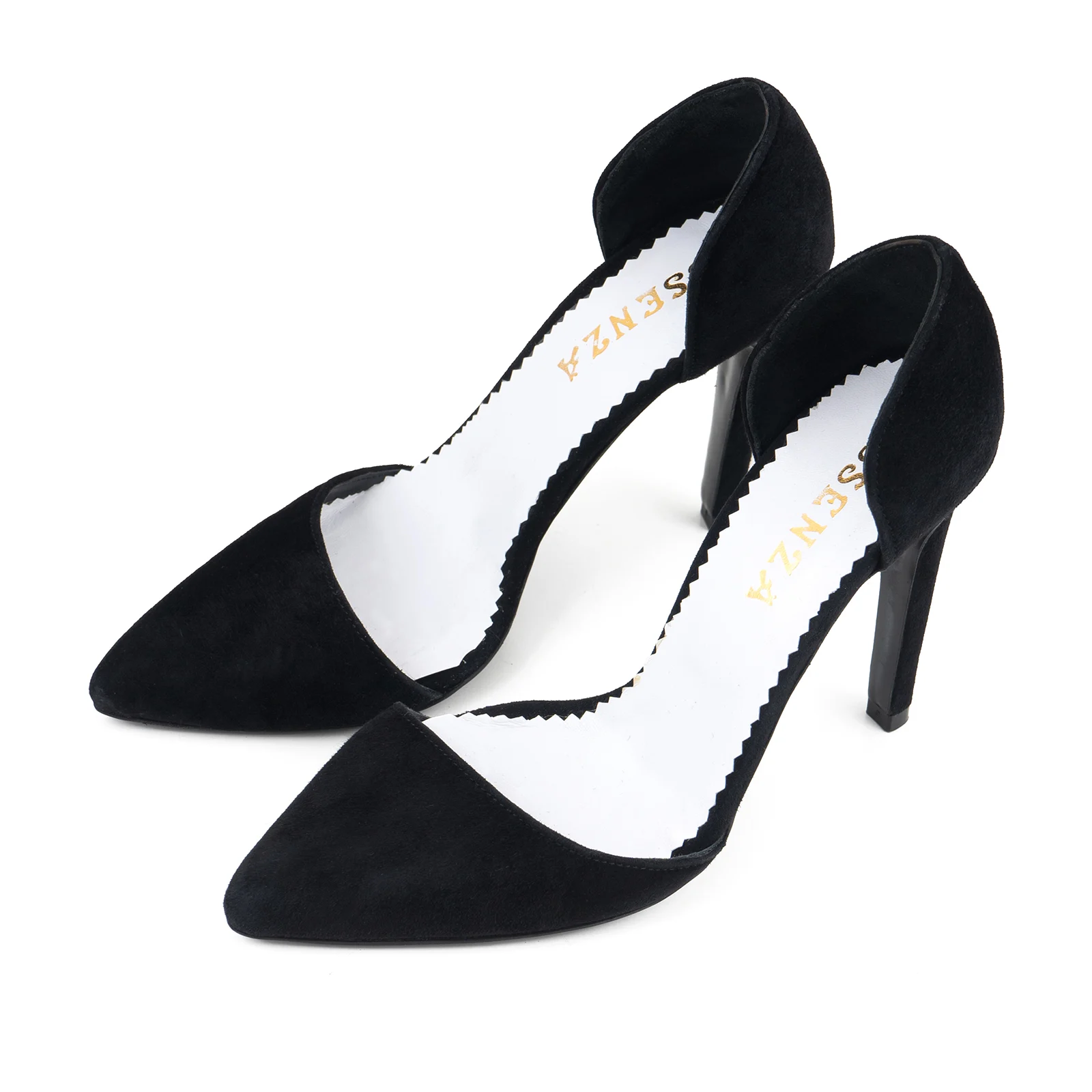 PANTOFI STILETTO DECUPATI, DIN PIELE INTOARSA NEAGRA [4]