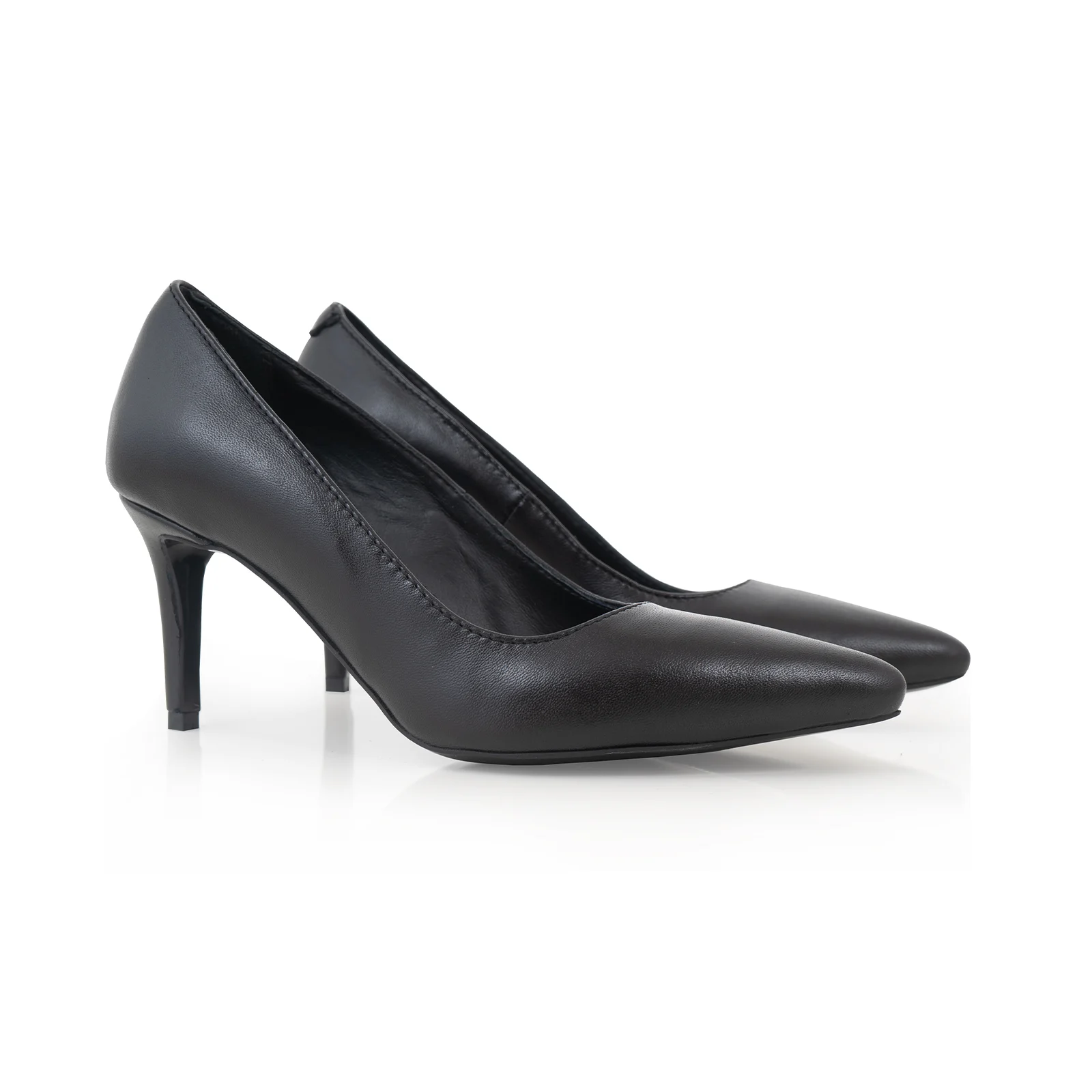 PANTOFI STILETTO, DIN PIELE NATURALA NEAGRA, CU TOC DE 7CM [2]