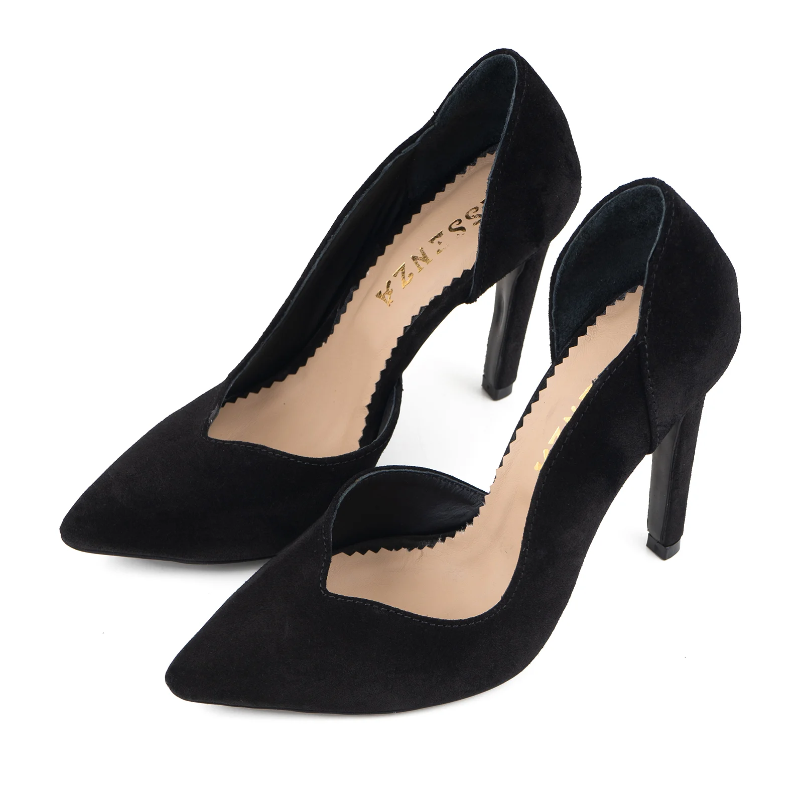PANTOFI STILETTO, DIN PIELE INTOARSA NEAGRA, CU DECUPAJ INTERIOR SI EXTERIOR INTR-O LINIE ELEGANTA [3]