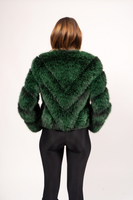 Haină scurtă si elegantă, de blana de culoare verde [5]