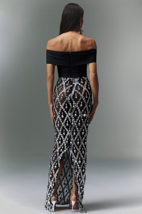 Rochie maxi cu cristlae, cu umerii goi [6]