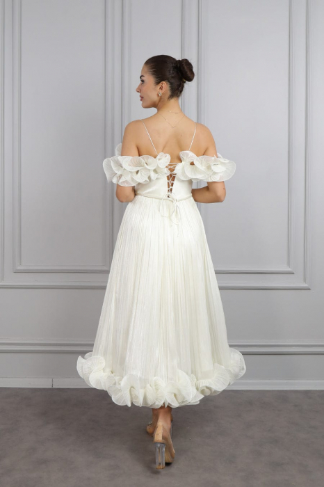 Rochie midi alba cu corset reglabil [2]