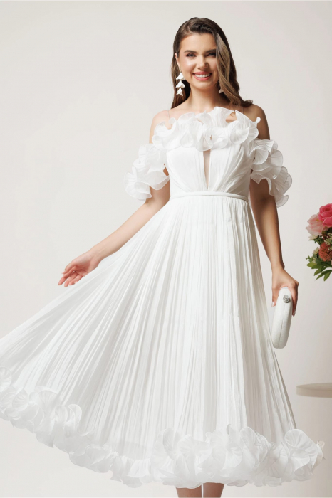 Rochie midi alba cu corset reglabil [4]
