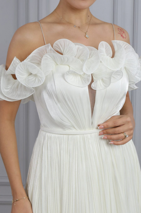 Rochie midi alba cu corset reglabil [3]