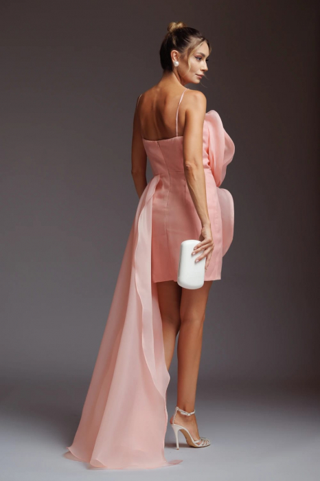 ROCHIE SCURTA ROZ CU APLICATII IN FORMA DE TRANDAFIR [2]