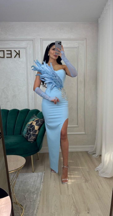 Rochie spectaculoasa accesorizata - bleu [2]