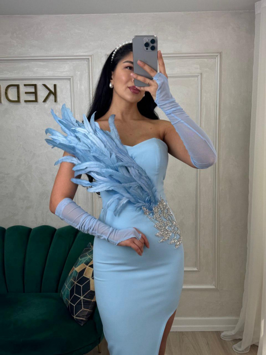 Rochie spectaculoasa accesorizata - bleu [1]
