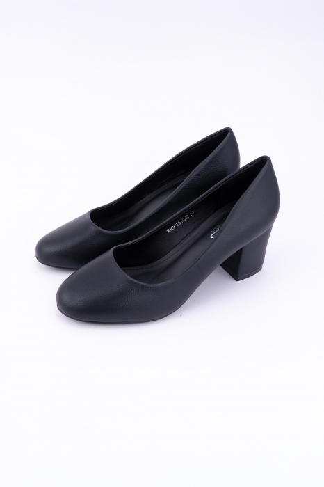 Toc 4 cm Pantofi cu Toc gros  Negru [3]