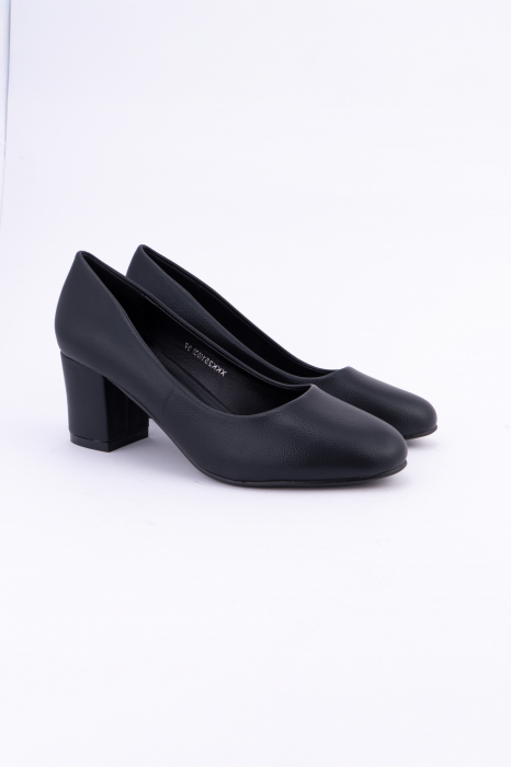 Toc 4 cm Pantofi cu Toc gros  Negru [2]