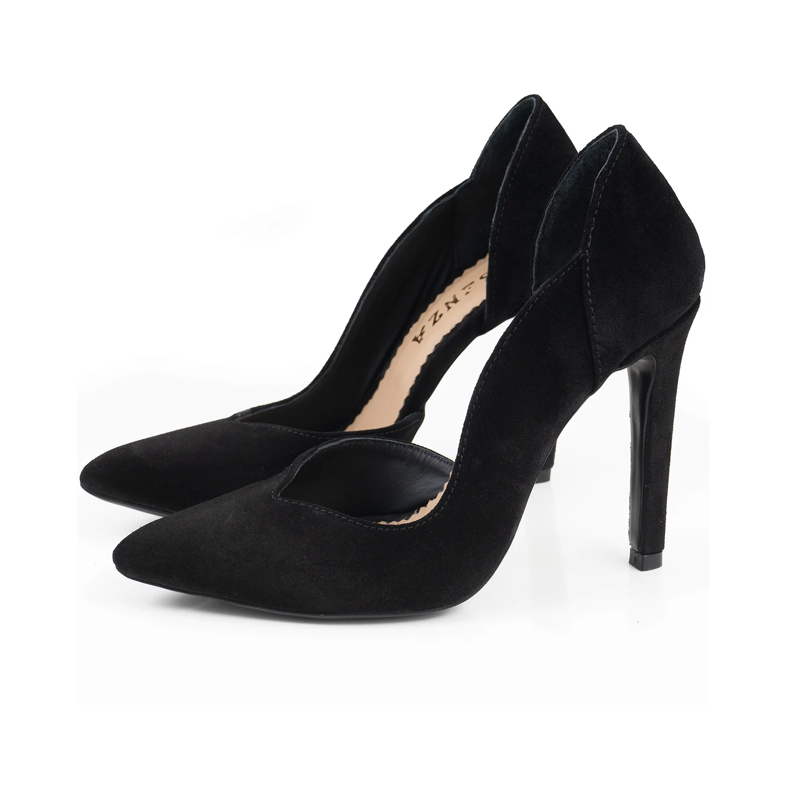 Pantofi - PANTOFI STILETTO, DIN PIELE INTOARSA NEAGRA, CU DECUPAJ INTERIOR SI EXTERIOR INTR-O LINIE ELEGANTA