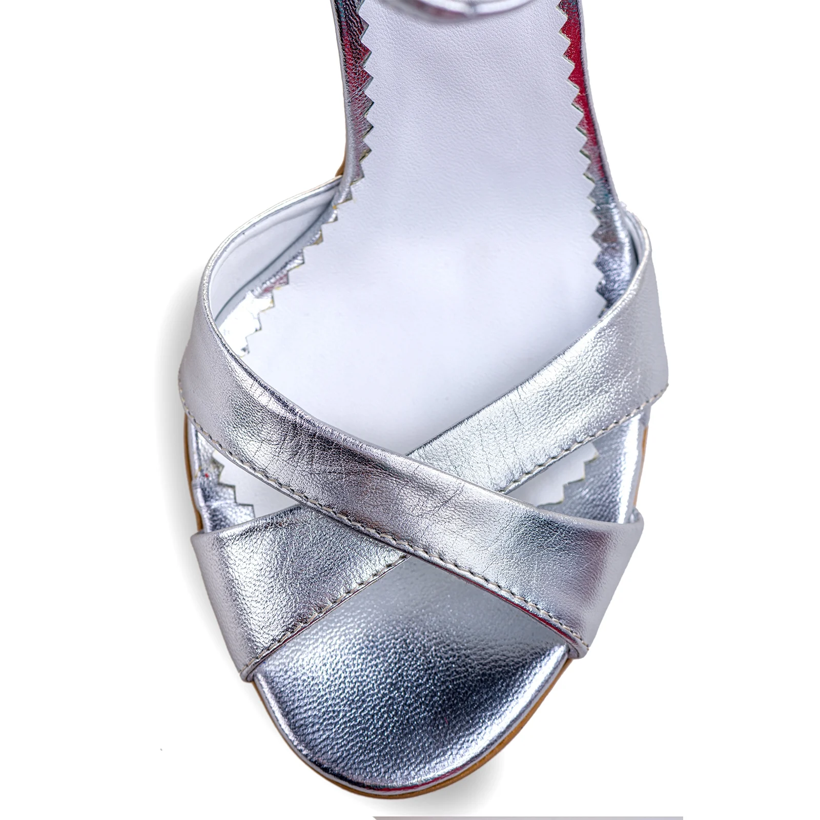 SANDALE DIN PIELE LAMINATA ARGINTIE [3]