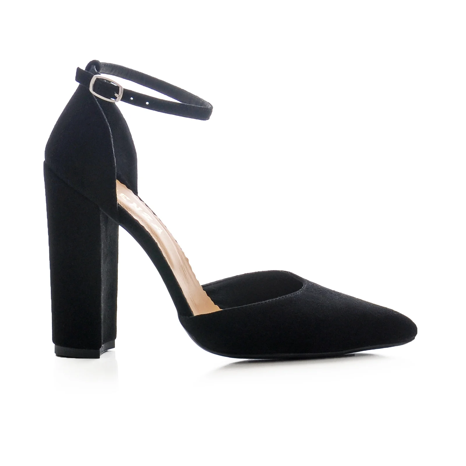 Sandale - PANTOFI CU DECUPAJ INTERIOR SI EXTERIOR, DIN PIELE INTOARSA NEAGRA