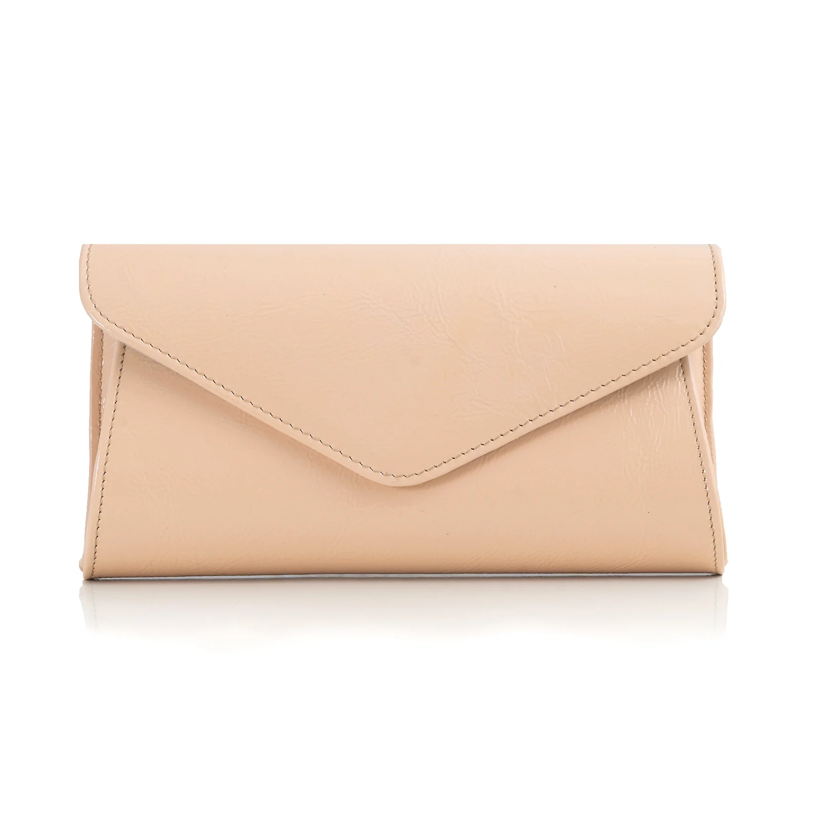 Plicuri - POSETA PLIC EMMA, CU CAPAC IN V, DIN PIELE NATURALA NUDE ROZE
