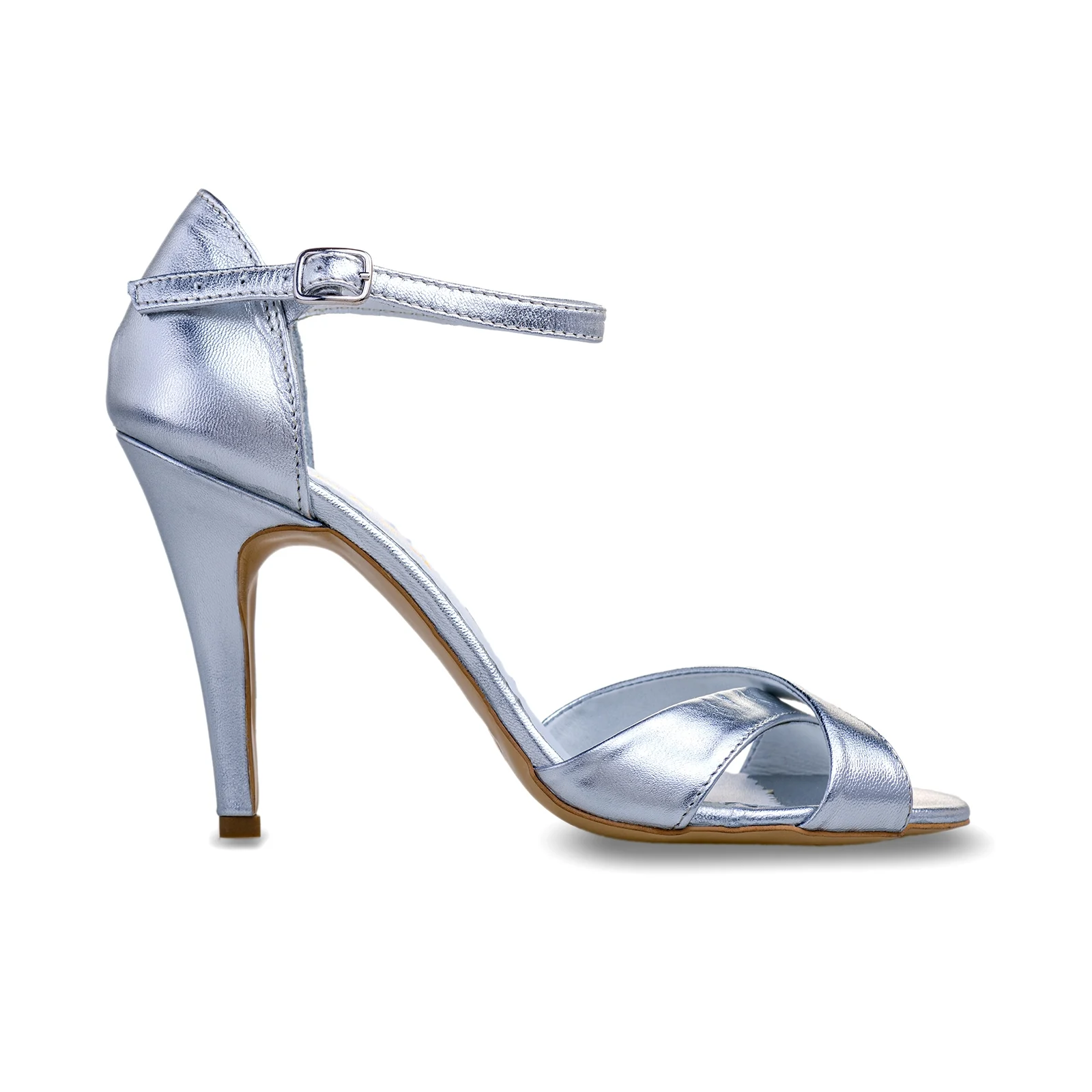 Sandale - SANDALE DIN PIELE LAMINATA ARGINTIE