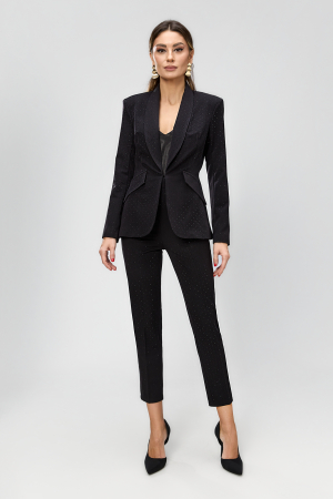 Compleu negru, elegant, din stofa, cristale si pantaloni conici cu talia inalta BBY 20608 [1]