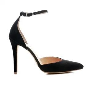 Sandale - PANTOFI CU DECUPAJ INTERIOR SI EXTERIOR, DIN PIELE INTOARSA NEAGRA