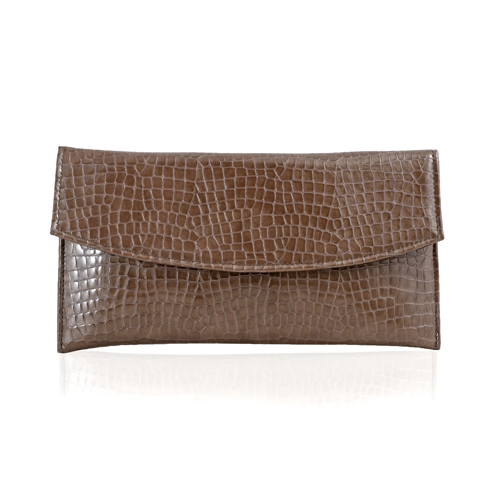 Plicuri - POSETA PLIC ANNA, DIN PIELE LACUITA MARON, CU TEXTURA CROCO