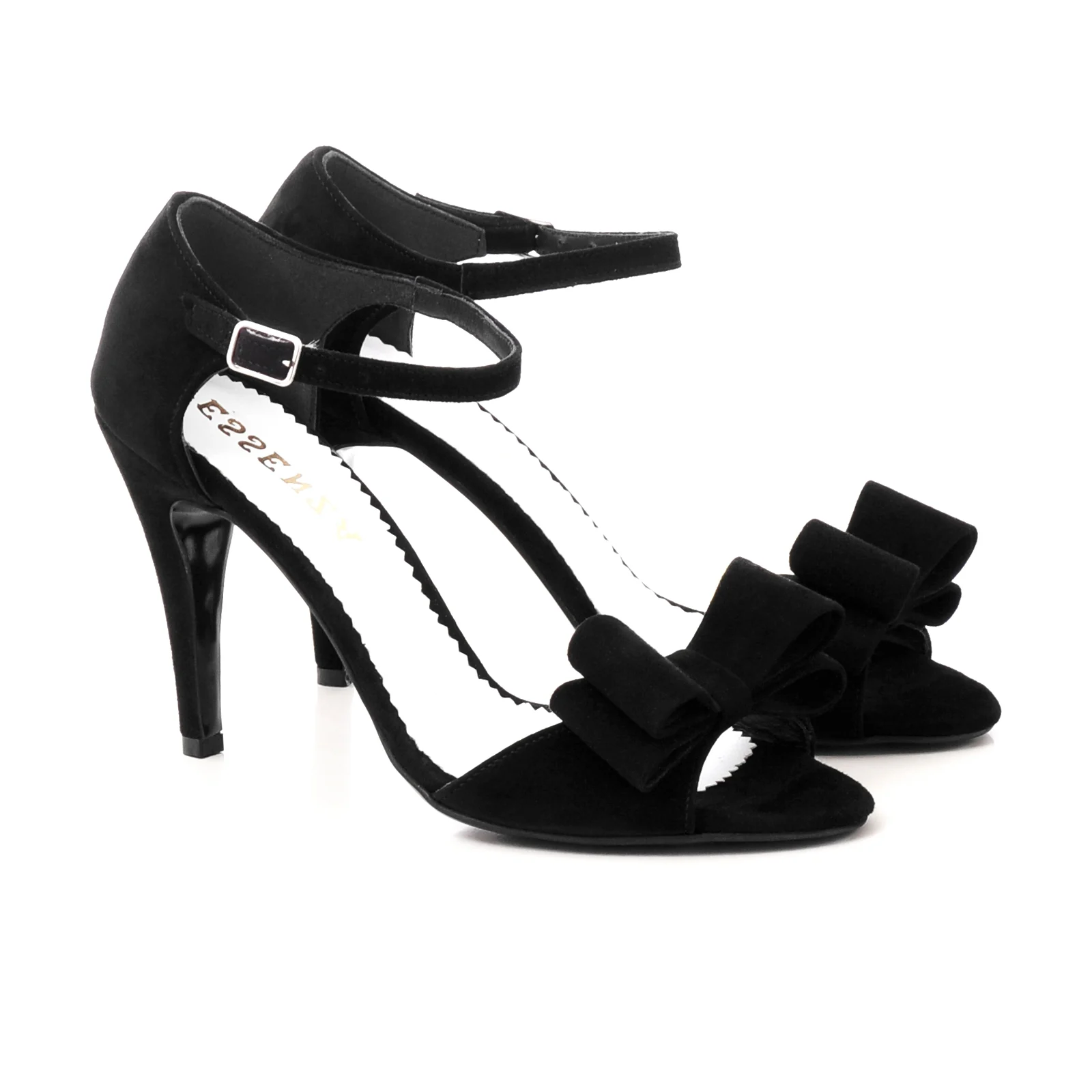 Sandale - SANDALE CU FUNDE DUBLE, DIN PIELE INTOARSA NEAGRA