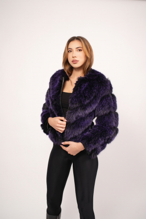 Haină scurtă si elegantă, din blana de culoare mov [1]