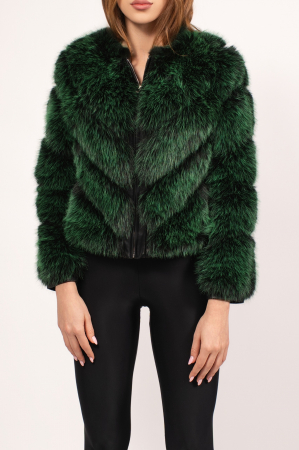 Haină scurtă si elegantă, de blana de culoare verde [2]