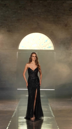 Rochie de Seară Luxury Velvet & Sequins – Black Glamour [1]