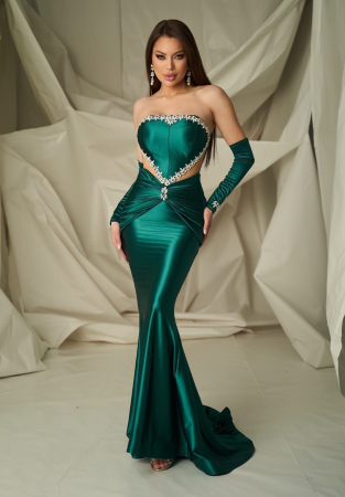 Imbracaminte - Rochie din material lucios, elegant cu efect de talie subtire