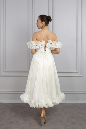 Rochie midi alba cu corset reglabil [1]