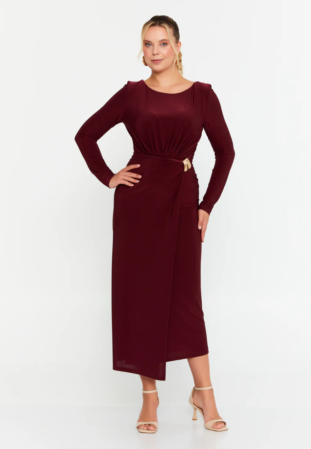 Imbracaminte - Rochie midi burgundy classy style