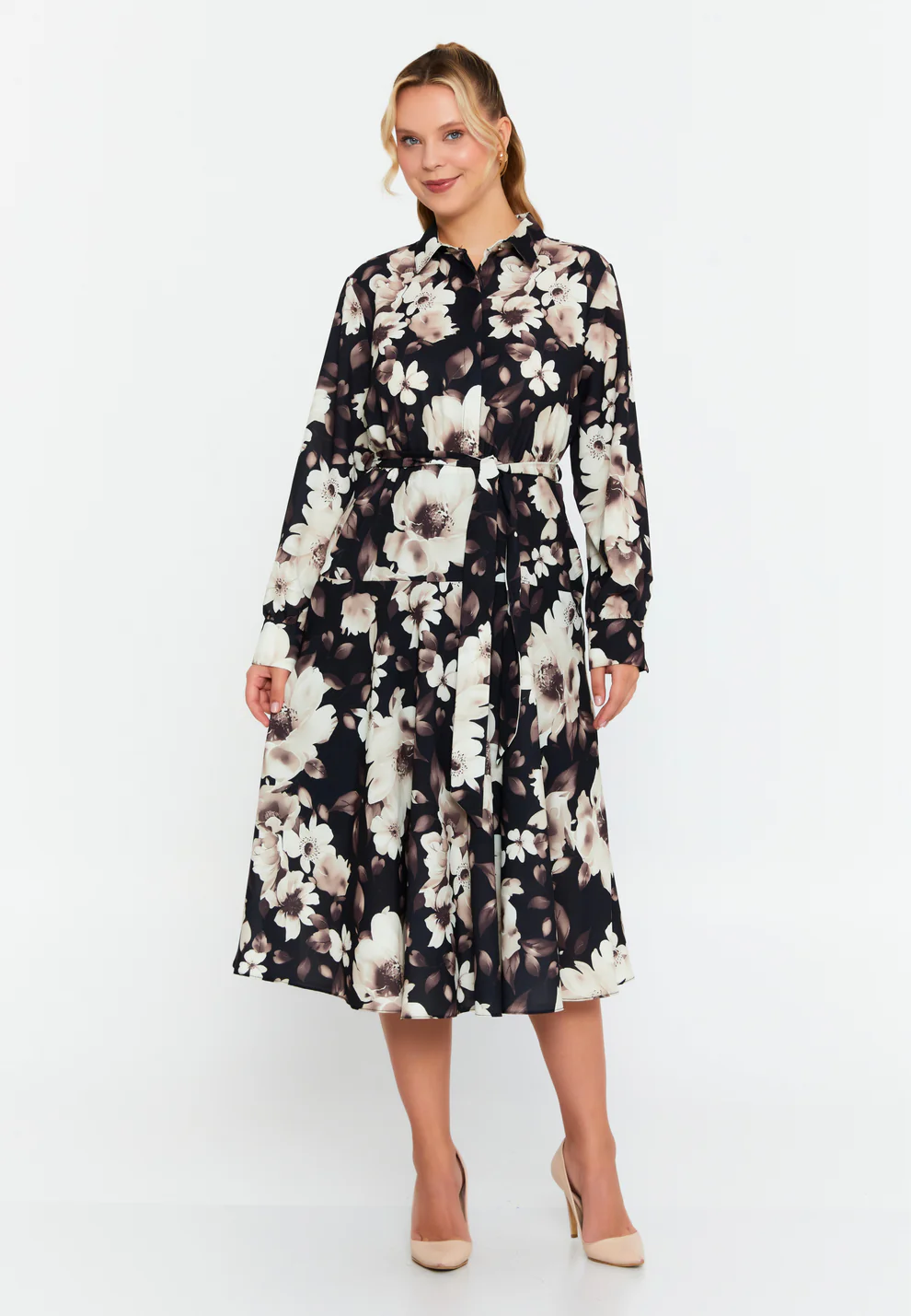 Imbracaminte - Rochie midi cu imprimesu floral