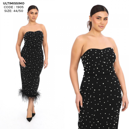 Rochii - ROCHIE MIDI CU PERLE DE DECOR