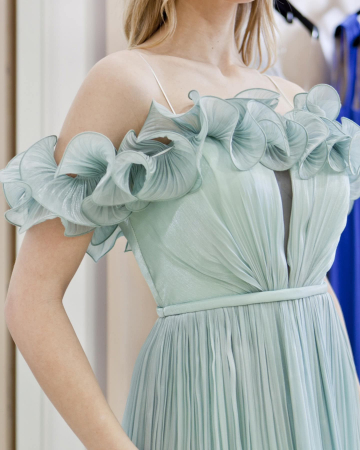 Rochii - Rochie midi mint cu corset reglabil