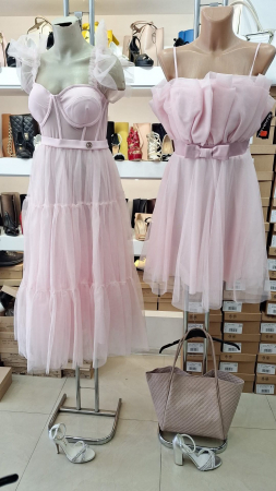 Rochie scurta roz pudra [3]