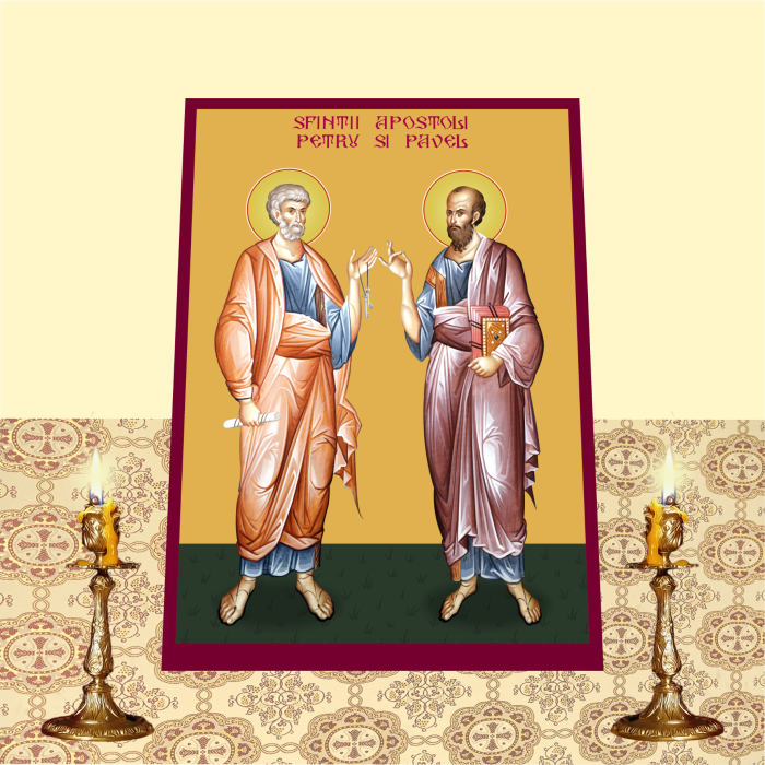 Icoana Sfintii Apostoli Petru si Pavel printata pe MDF cu UV la dimensiunea A4 [2]