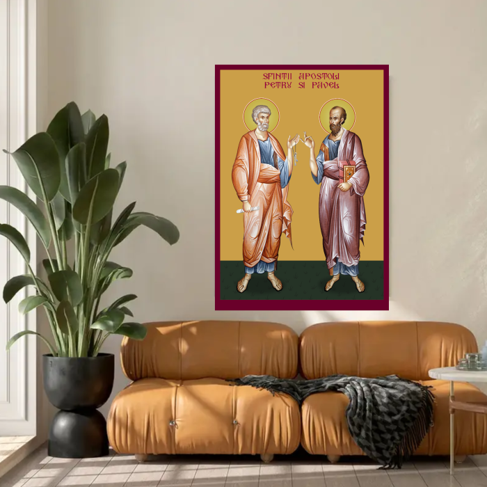 Icoana Sfintii Apostoli Petru si Pavel printata pe MDF cu UV la dimensiunea A4 [3]