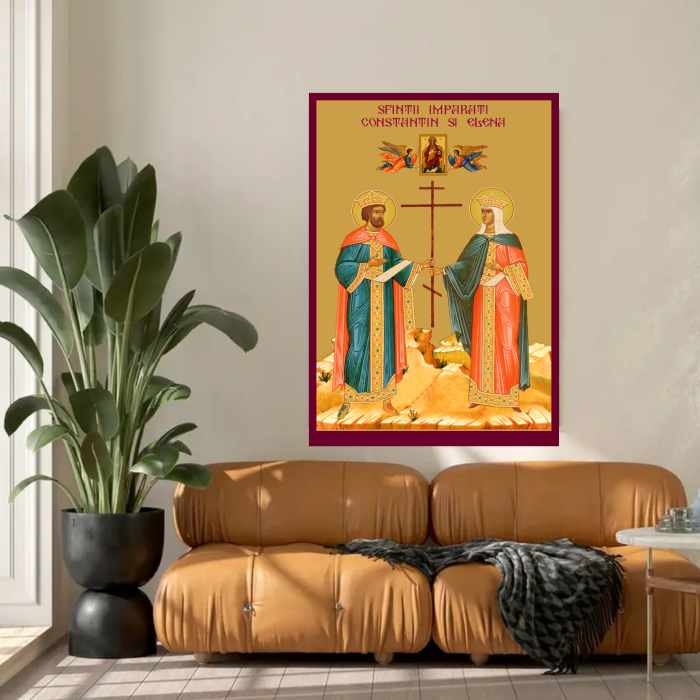 Icoana Sfintii Imparati Constantin si Elena printata pe MDF cu UV la dimensiunea A4 [3]