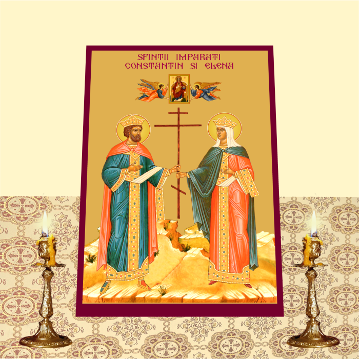 Icoana Sfintii Imparati Constantin si Elena printata pe MDF cu UV la dimensiunea A4 [2]