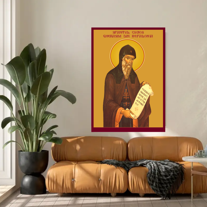 Icoana Sfantul Cuvios Gherasim din Kefalonia printata pe MDF cu UV la dimensiunea A4 [3]