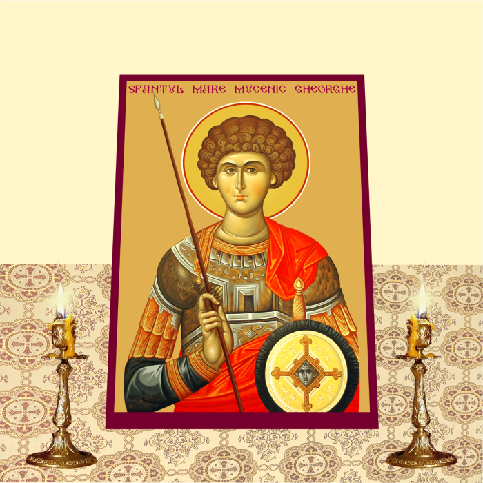 Icoana Sfantul Mare Mucenic Gheorghe printata pe MDF cu UV la dimensiunea A4 [2]