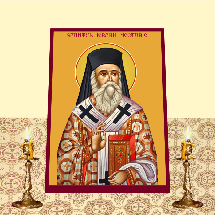 Icoana Sfantul Ierarh Nectarie printata pe MDF cu UV la dimensiunea A4 [2]