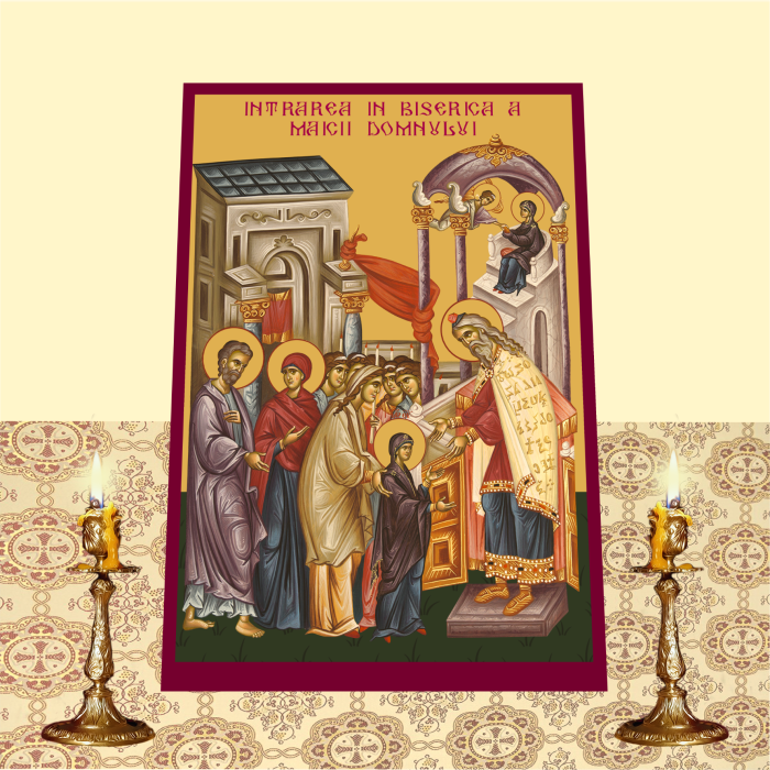 Icoana Intrarea Maicii Domnului in Biserica printata pe MDF cu UV la dimensiunea A4 [2]
