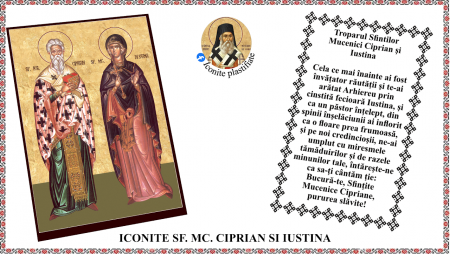 10. Octombrie - Icoana Sfintii Mucenici Ciprian si Iustina