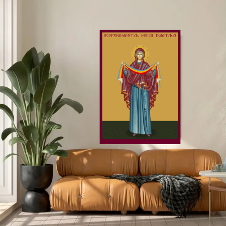 Icoana Acoperamantul Maicii Domnului printata pe MDF cu UV la dimensiunea A4 [2]